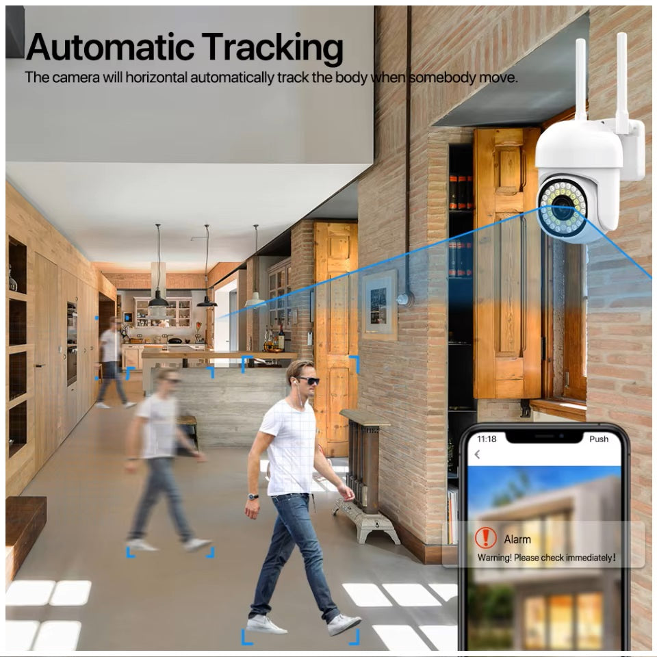 Cámara de Seguridad WiFi Monitoreo 360° Full HD 110° Visión Detección