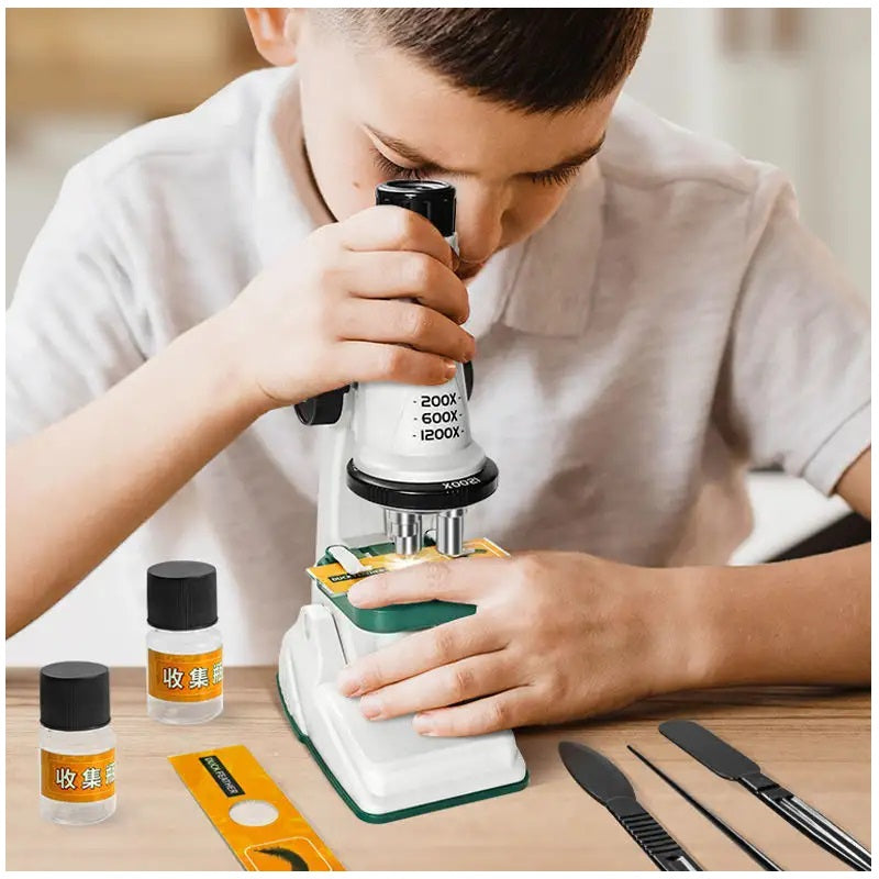 Microscopio Educativo Infantil 1200X Luz LED Lentes HD