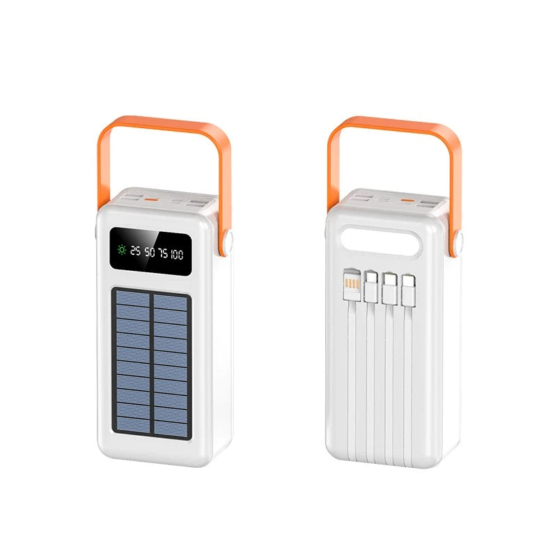 Batería Portátil Power Bank Solar 40000mAh Cables Integrados Luz LED
