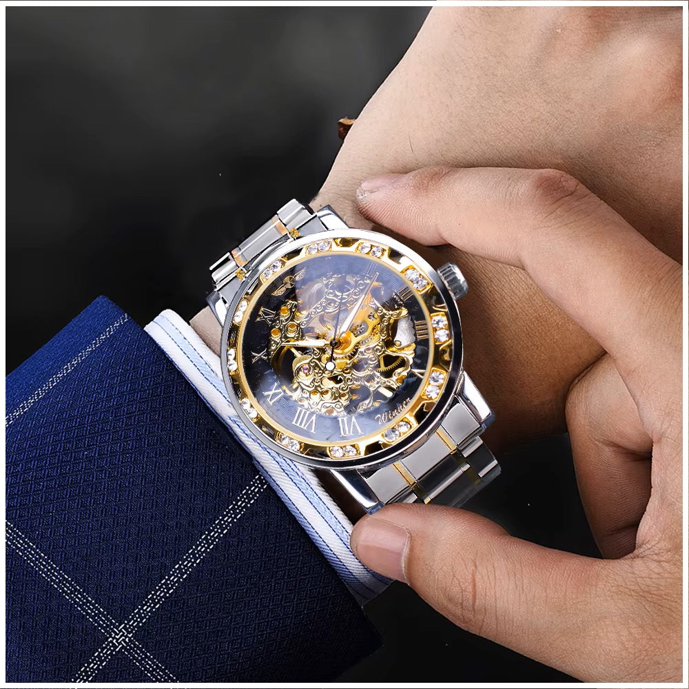 Reloj Mecánico Automático Winner de Lujo Correa Acero Inoxidable