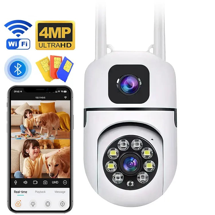 Cámara de Seguridad WiFi Lente Dual Monitoreo 360° Full HD 110° Visión
