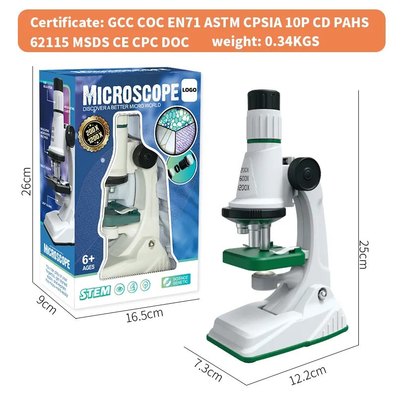 Microscopio Educativo Infantil 1200X Luz LED Lentes HD