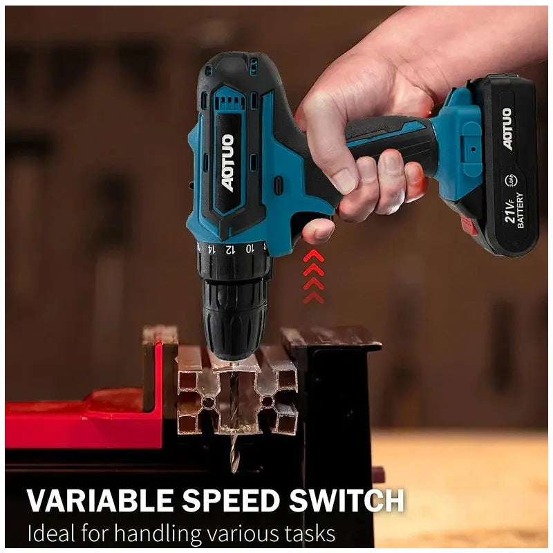 Taladro Portátil Recargable 36V con 24 Accesorios 32Nm Máx. Luz Led