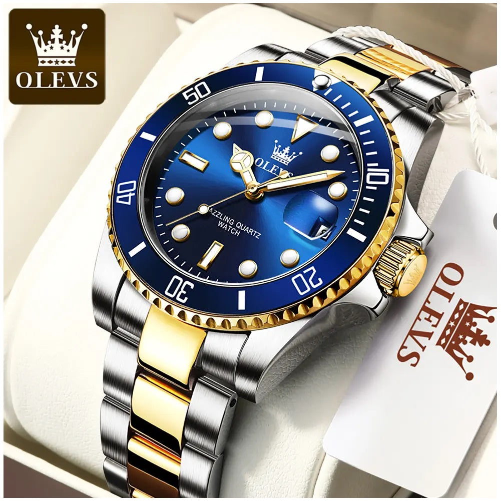 Reloj para Hombre de Lujo OLEVS Acero Inoxidable Cuarzo Sumergible 30M