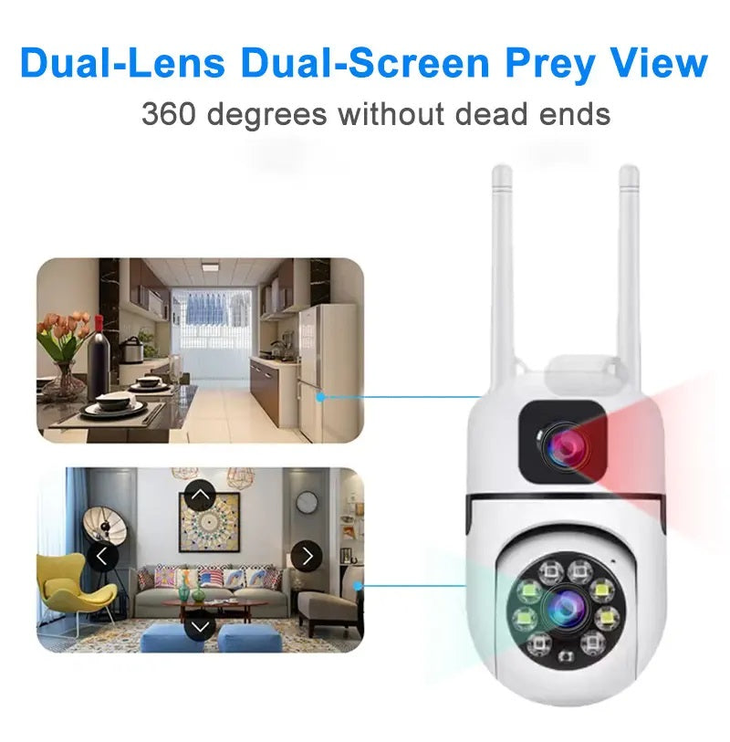 Cámara de Seguridad WiFi Lente Dual Monitoreo 360° Full HD 110° Visión