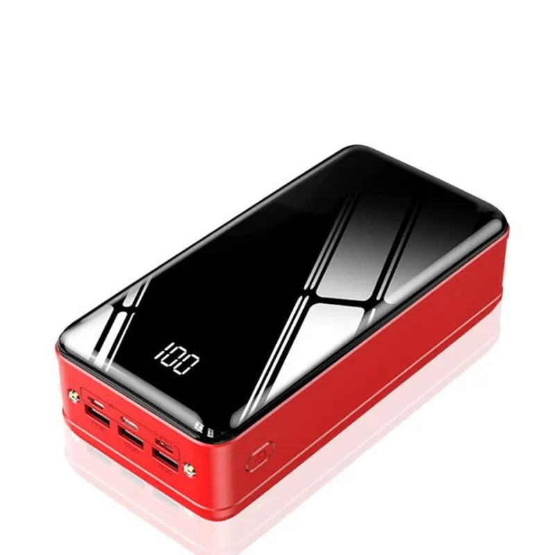 Cargador Portátil Power Bank 50000 mAh 3USB Tipo C Lightning linterna Rojo
