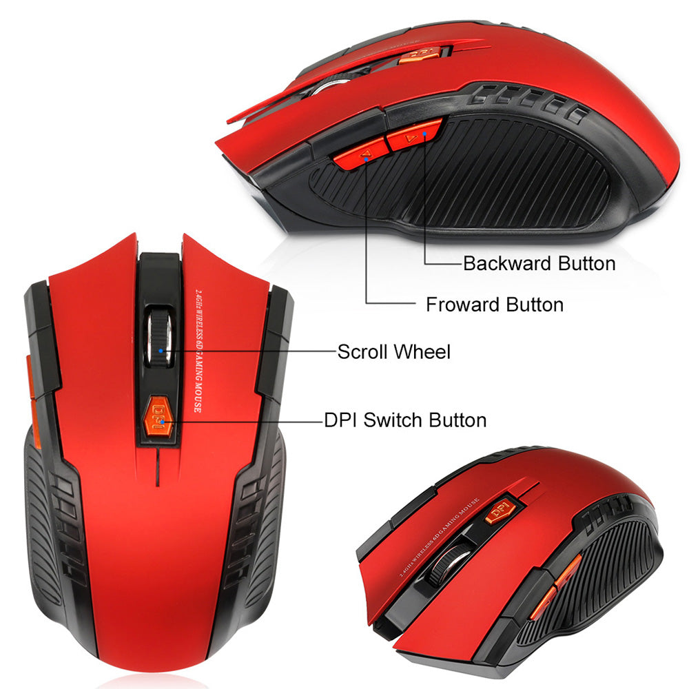 Mouse Gamer 1600 DPI Bluetooth 2.4 Ghz para Windows y Mac