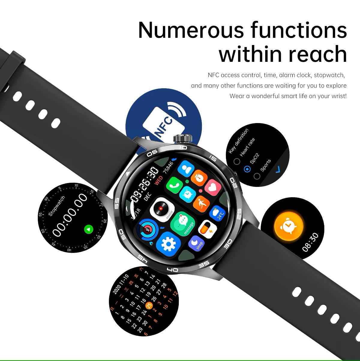 Smartwatch GT5 PRO Llamadas Bluetooth 5 Monitoreo Salud 300 mAh IP67
