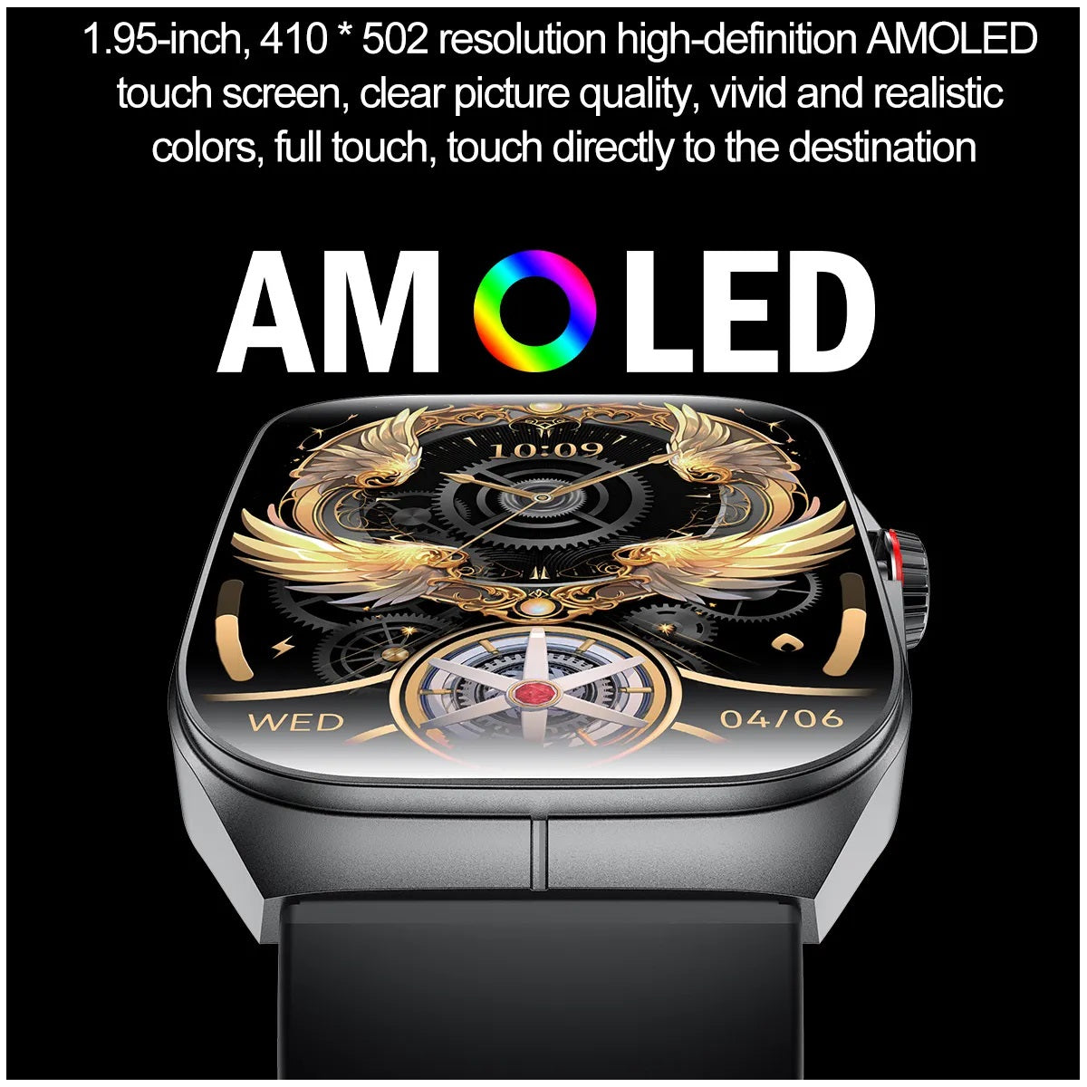 Smartwatch HK80 Pantalla AMOLED 1.95 pulgadas, IP68 Salud Deporte