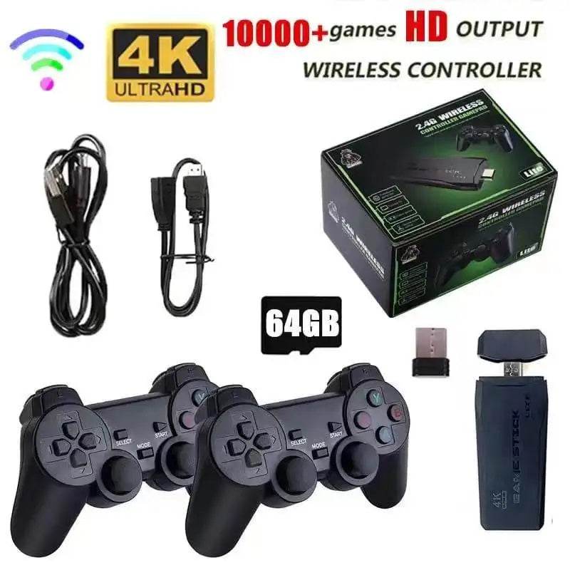 Consola de Videojuegos Stick 4K 10 mil Juegos 2 Controles Inalámbricos