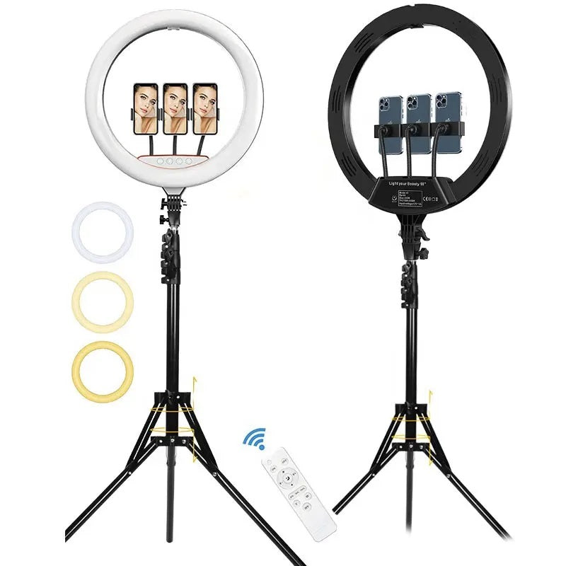 Aro LED de 18 Pulgadas y 45cm 3 soportes control remoto y atril de 2.10 mts