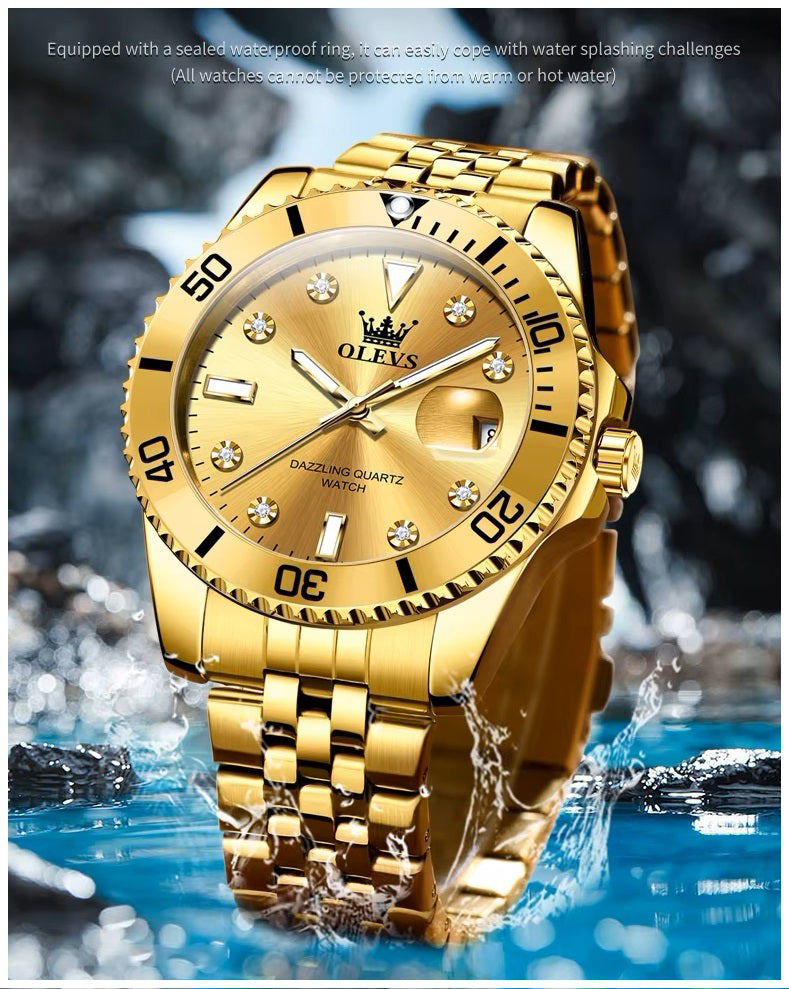 Reloj de Pulsera Dorado para Hombre Diseño Deportivo de Lujo
