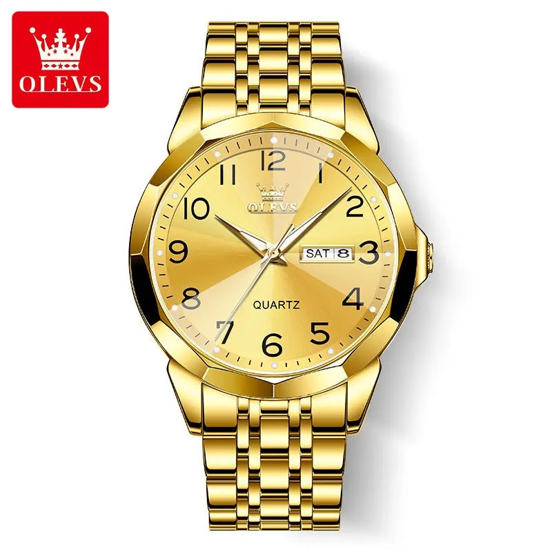 Reloj Dorado de Acero Inoxidable para Hombre Estilo Lujo y Deportivo