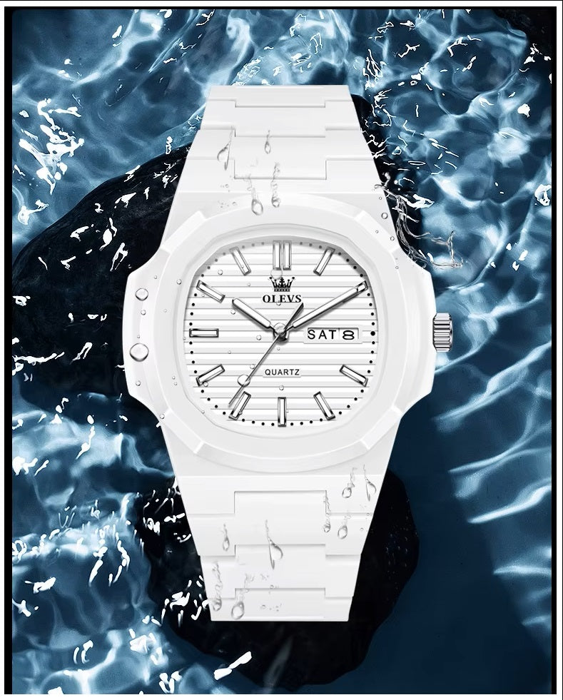 Reloj Deportivo Cuadrado Correa de Resina Moderno y Resistente al Agua