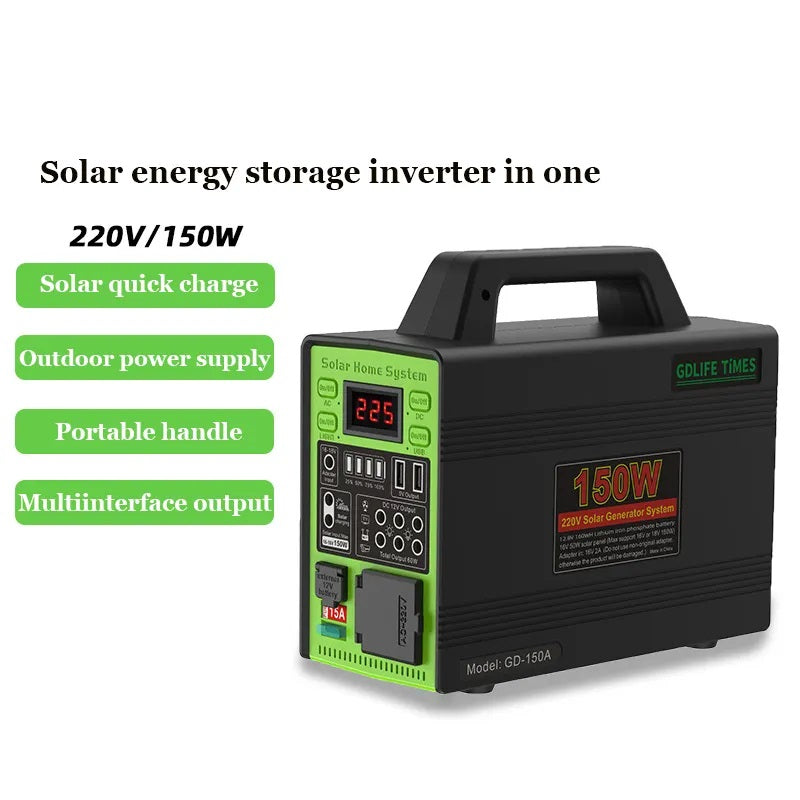 Generador Solar 150W 4 Ampolletas LED Reflector / Panel Solar 50400mAh