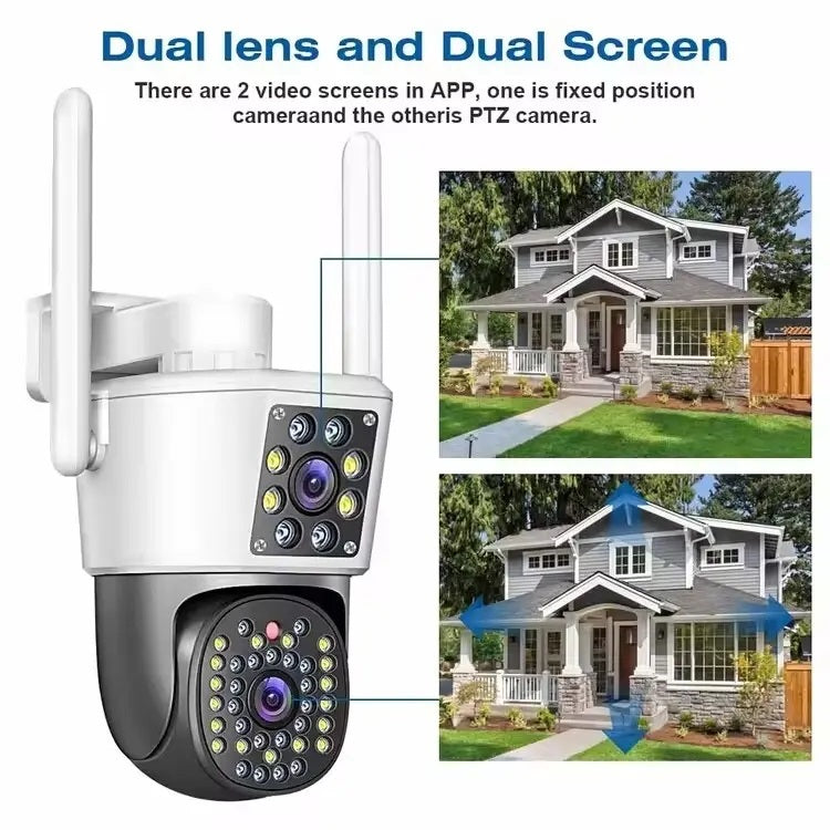 Cámara Seguridad WiFi Doble Lente Monitoreo 360° Full HD 110° Visión