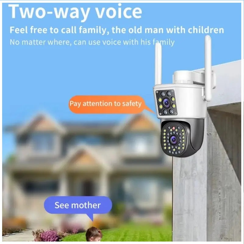 Cámara Seguridad WiFi Doble Lente Monitoreo 360° Full HD 110° Visión