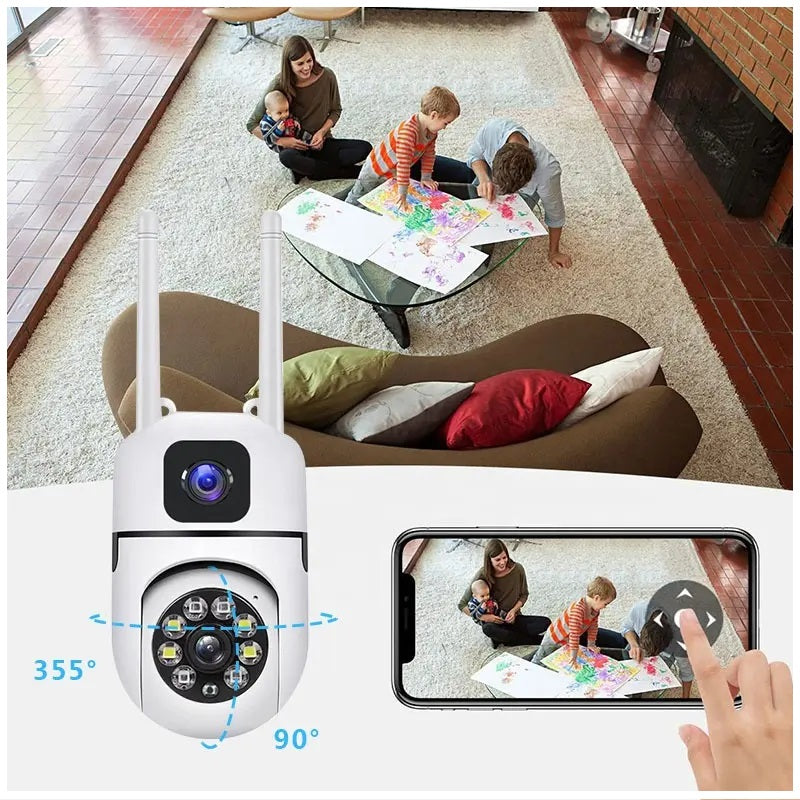 Cámara de Seguridad WiFi Lente Dual Monitoreo 360° Full HD 110° Visión
