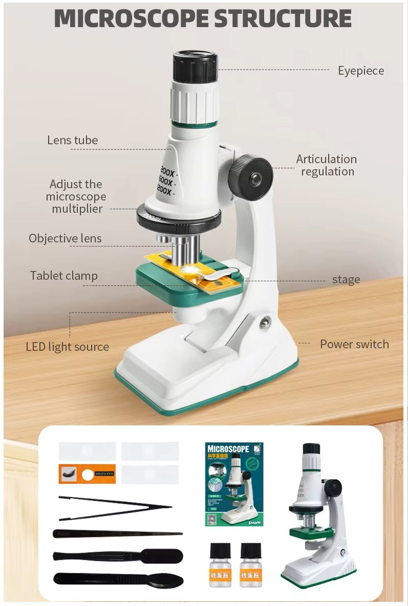 Microscopio Educativo Infantil 1200X Luz LED Lentes HD