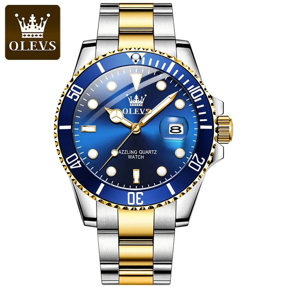 Reloj para Hombre de Lujo OLEVS Acero Inoxidable Cuarzo Sumergible 30M