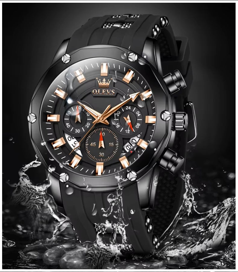 Reloj Deportivo de Lujo OLEV Acero Inoxidable Cuarzo Sumergible 30M