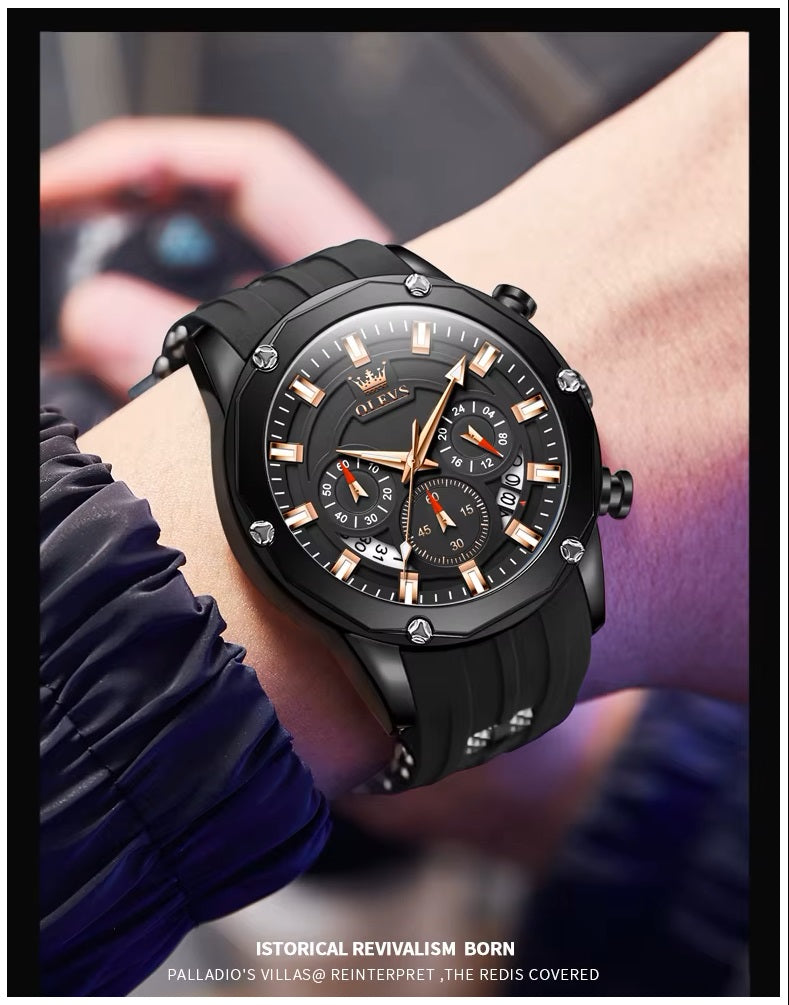 Reloj Deportivo de Lujo OLEV Acero Inoxidable Cuarzo Sumergible 30M