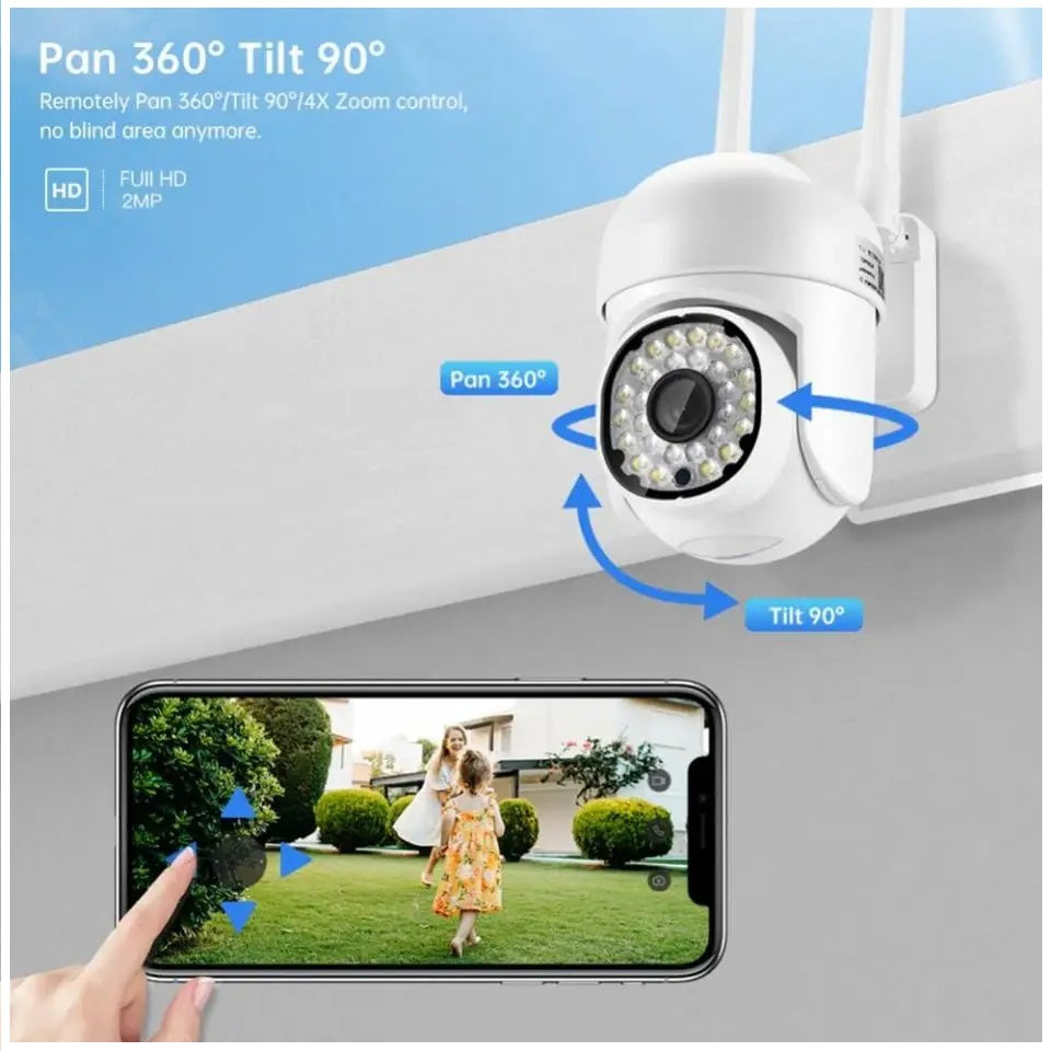 Cámara de Seguridad WiFi Monitoreo 360° Full HD 110° Visión Detección