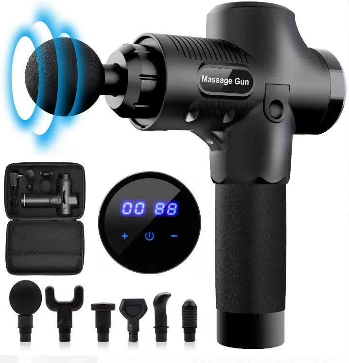 Masajeador Muscular Pistola Gun 30 Velocidades Digital 2500 mAh Negro