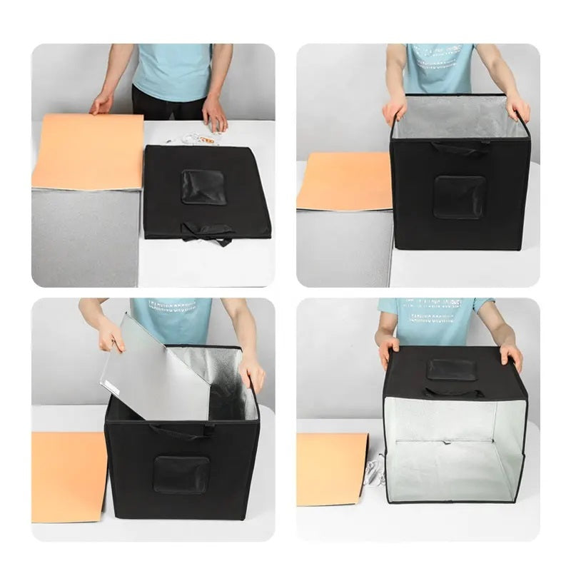 Estudio Portátil Caja Luz Fotográfica Plegable 30cm Luces LED Anillo