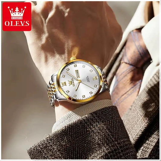 Reloj de Hombre Elegante Movimiento Cuarzo Bicolor Acero Inoxidable