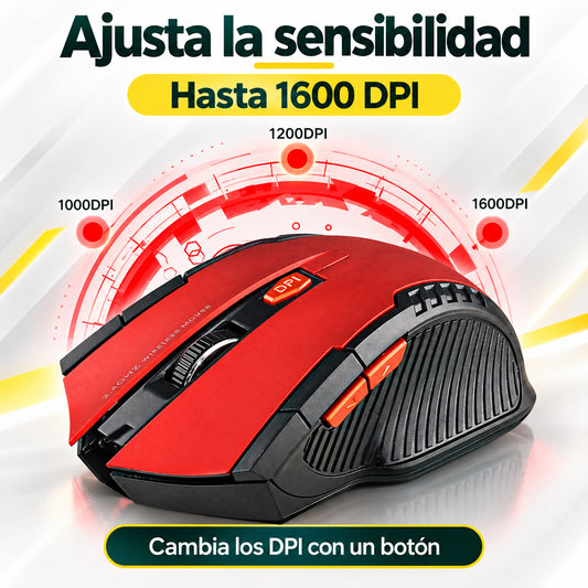 Mouse Gamer Inalámbrico 2.4 GHz 1600 DPI – Rojo · información en castellano