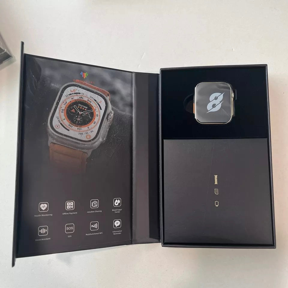 Reloj Inteligente Smartwatch Bluetooth HW8 ULTRA 2.02 PULGADAS CORREAS NEGRA Y NARANJA