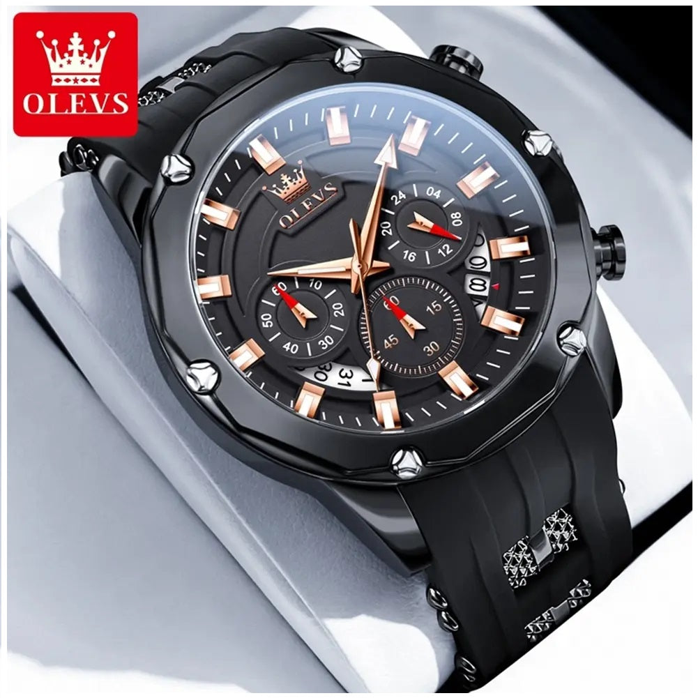 Reloj Deportivo de Lujo OLEV Acero Inoxidable Cuarzo Sumergible 30M