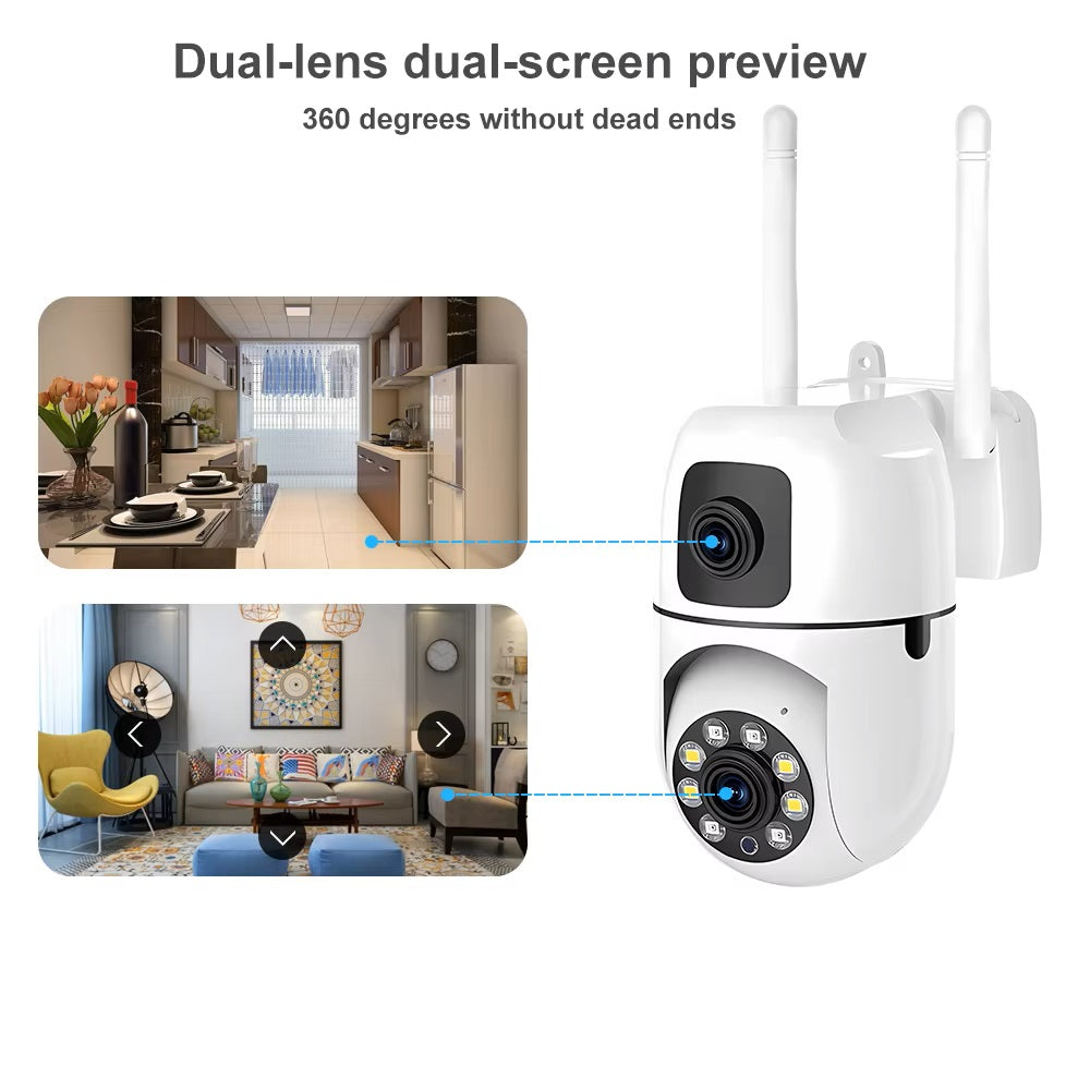 Cámara de Seguridad WiFi Lente Dual Monitoreo 360° Full HD 110° Visión