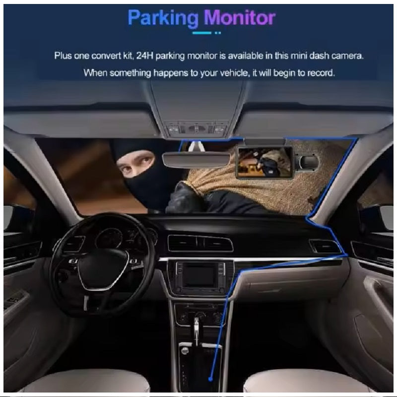 Dash Cam Cámara Dual 1080P Ángulo Amplio de 150° Grabación en Bucle