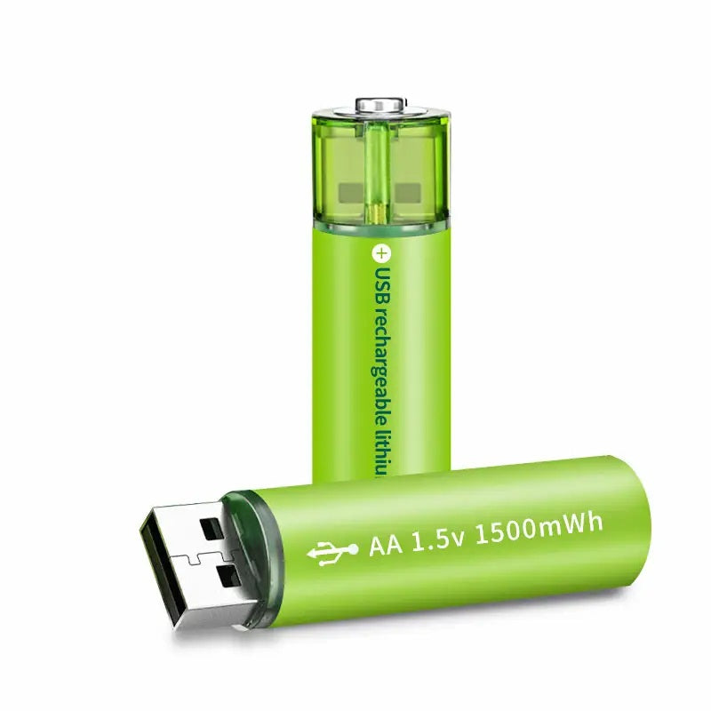 Pack de 4 Pilas AA USB Litio Recargables 1.5V 2200mAh 1200 Cargas