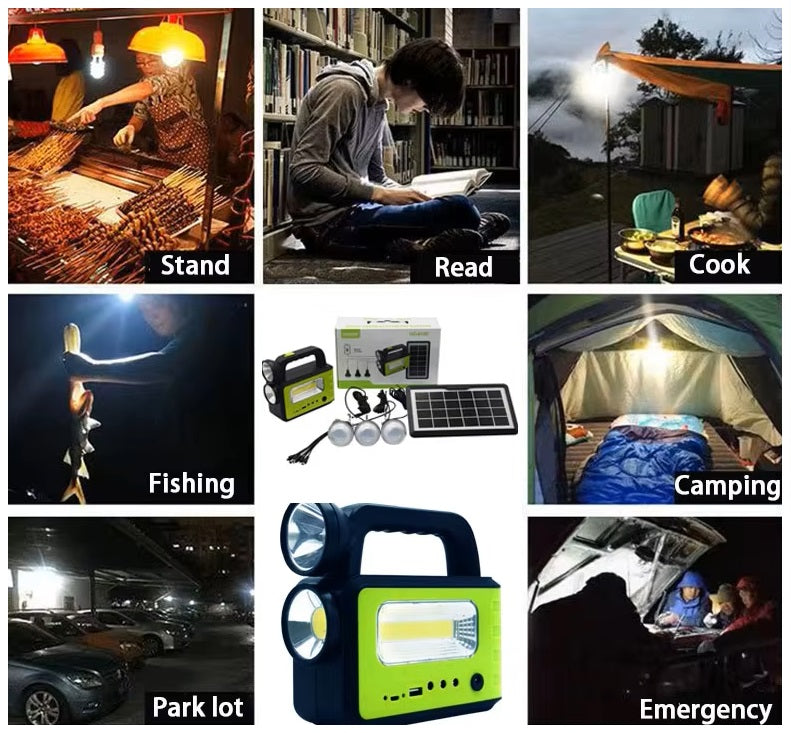 Kit Solar Sistema Iluminación LED Recargable Camping Emergencias USB