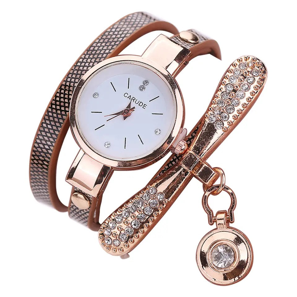 Reloj de lujo Personalizado para Mujeres con Incrustaciones y Pulsera Gris