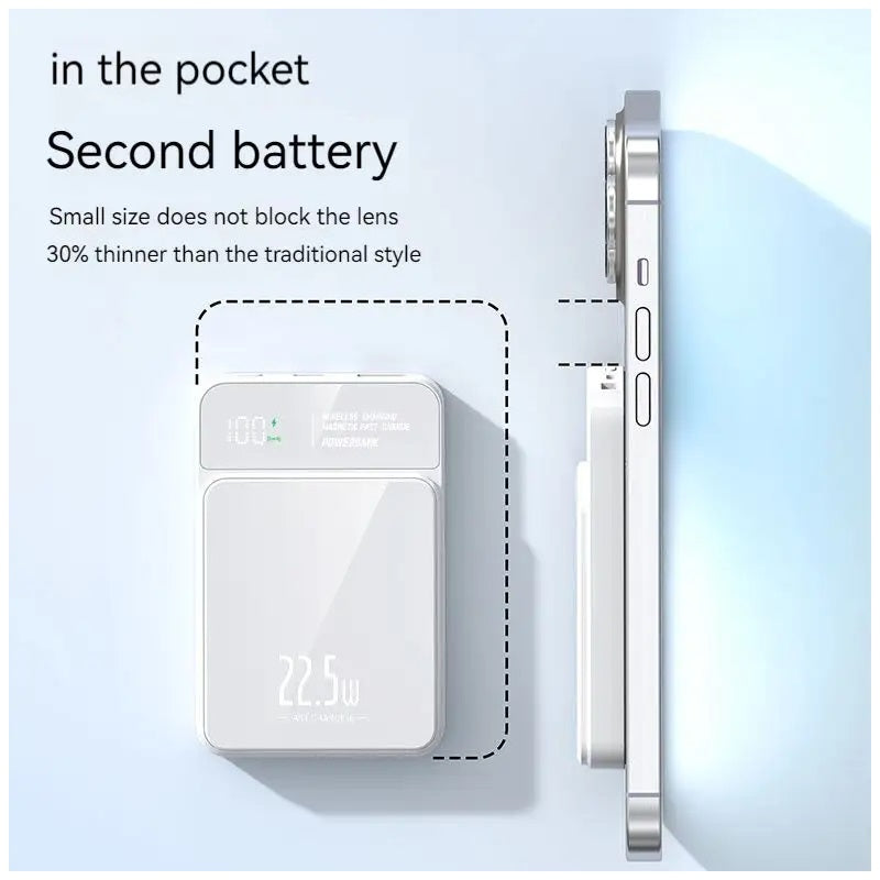 Batería Portátil Power Bank Magnética carga Inalámbrica 30000 mAh 22W