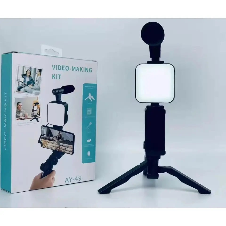Kit de Grabación Micrófono Luz Led Soporte Control Remoto Trípode