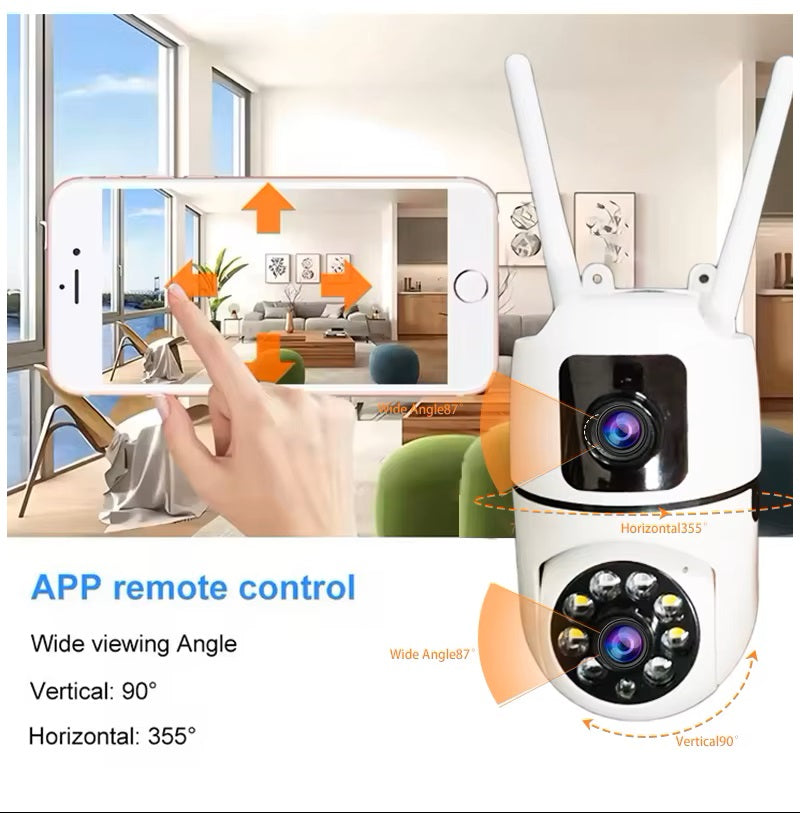 Cámara de Seguridad WiFi Lente Dual Monitoreo 360° Full HD 110° Visión