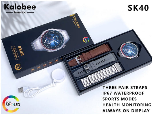 Smartwatch Reloj Inteligente SK40 Deportivo Compatible 3 Correas IP67