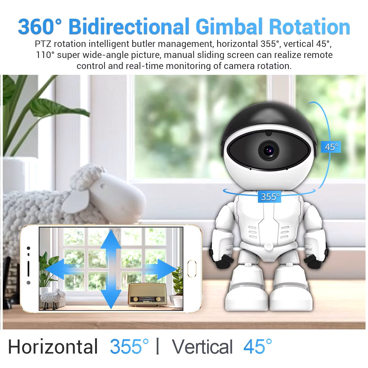 Cámara de Vigilancia Inteligente Robot Detección de Movimiento