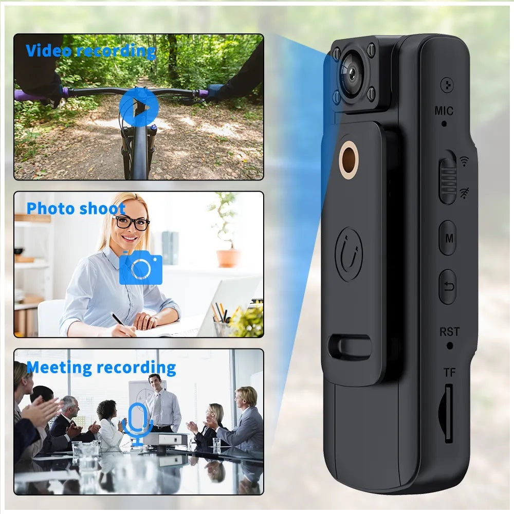 Cámara DVR Portátil Recargable Pantalla de 1,54 Visión Nocturna IP65