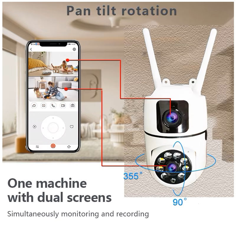 Cámara de Seguridad WiFi Lente Dual Monitoreo 360° Full HD 110° Visión