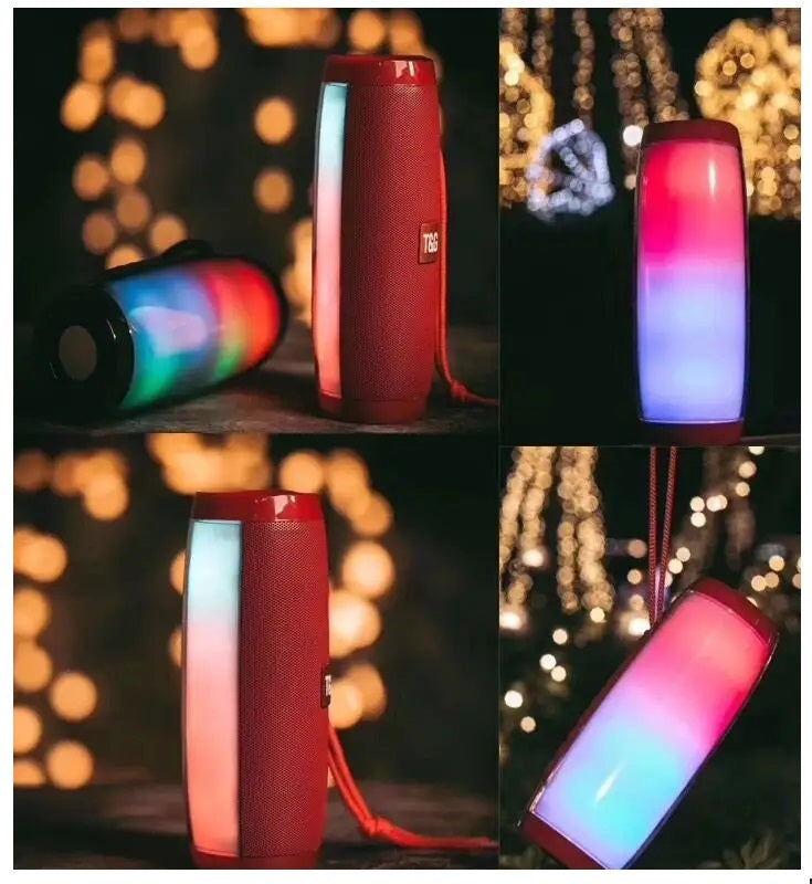 Parlante Portátil Bluetooth Altavoces inalámbricos Waterproof Luz LED Rojo
