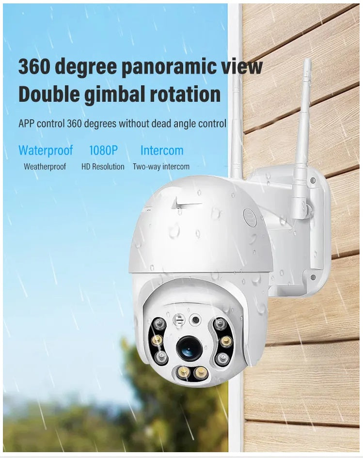 Cámara de Seguridad WiFi 1080P Visión Nocturna Rotación 360° IP66