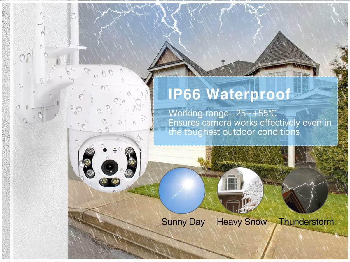Cámara de Seguridad WiFi 1080P Visión Nocturna Rotación 360° IP66