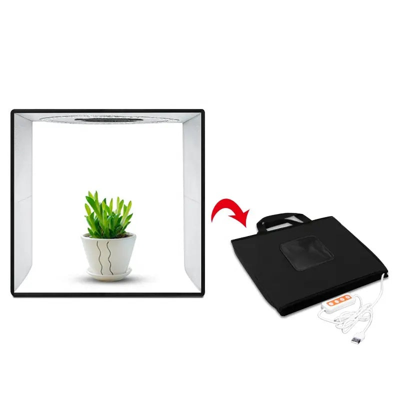Estudio Portátil Caja Luz Fotográfica Plegable 30cm Luces LED Anillo