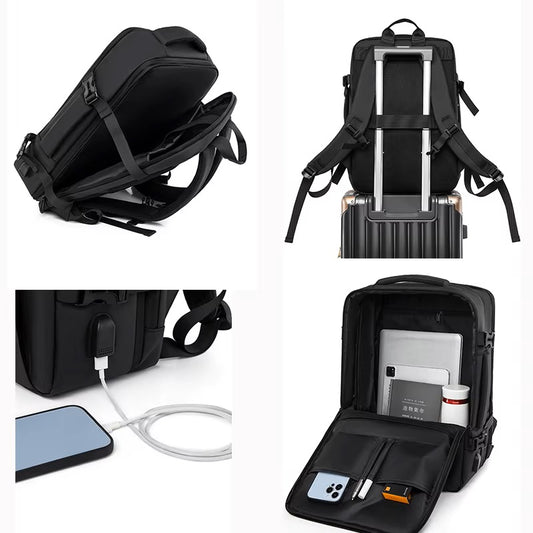 Mochila Laptop Ejecutiva Expandible USB Impermeable Antirrobo 20-39L